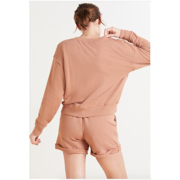 Michael Stars Evereve NWT Camila V Neck Pullover Sweatshirt in Terracotta // XS - Picture 2 of 12